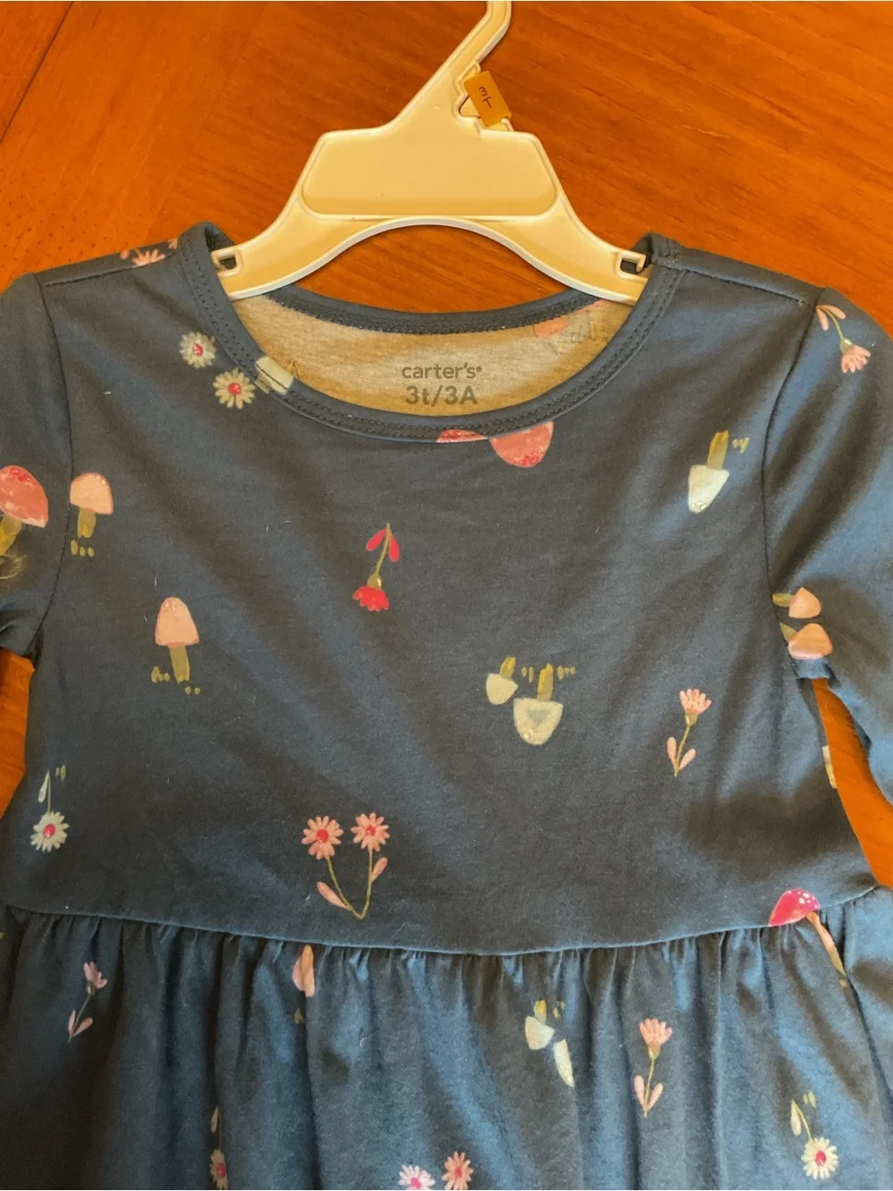 Carter's Navy Long-Sleeve Floral & Mushroom Print Dress